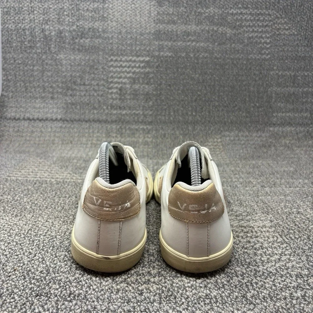 Veja Esplar Leather Sneakers White Rose Gold V Logo Women's US 8 EU 39 Shoes